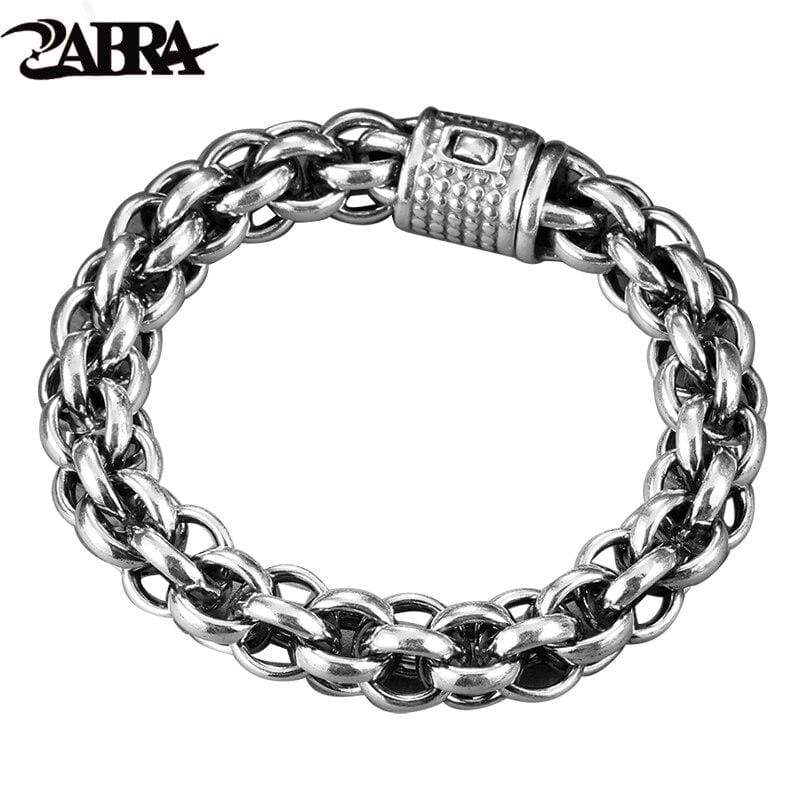 925 Sterling Silver Link Chain Thick Men Bracelet Vintage Thail+ Handmade Rock Biker Mens Bracelets 2017