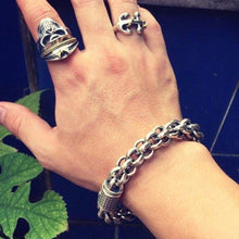 Load image into Gallery viewer, 925 Sterling Silver Link Chain Thick Men Bracelet Vintage Thail+ Handmade Rock Biker Mens Bracelets 2017
