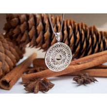 Load image into Gallery viewer, 925 Sterling Silver Mandala Chakra Necklace Filigree Lotus Pendant Esoteric Amulet/Sacred Geometry Yoga Namaste Meditation Jewelry for Women/Tibetan Spiritual Medallion Bohemian Charm/Handmade
