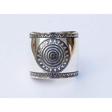 Load image into Gallery viewer, 925 Sterling Silver Mayan Sun Cigar Band Ring Size 10.5 Inca Aztec Calendar Ring Stylish Boho Hippie Jewelry Mexican Native American Tribal Style Gift for Women Handmade Unique Design
