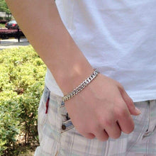 Load image into Gallery viewer, 925 Sterling Silver Mens Bracelet 7mm Wide High Polish Rock Trendy Hiphopboy Wrist Band Hand Chain Jewelry Gift
