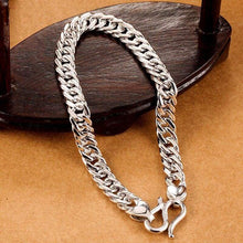 Load image into Gallery viewer, 925 Sterling Silver Mens Bracelet 7mm Wide High Polish Rock Trendy Hiphopboy Wrist Band Hand Chain Jewelry Gift
