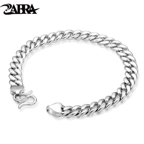 925 Sterling Silver Mens Bracelet 7mm Wide High Polish Rock Trendy Hiphopboy Wrist Band Hand Chain Jewelry Gift