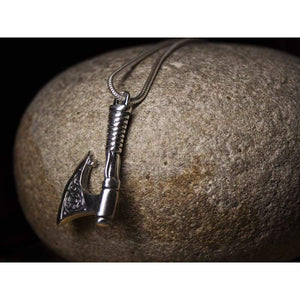 925 Sterling Silver Men's Nordic Axe Necklace for Men Norse Pendant with Celtic Knot Handmade Wiccan Viking Jewelry Perfect Father's Day Gift/Additional Option -Sterling Silver Chains