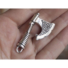 Load image into Gallery viewer, 925 Sterling Silver Men&#39;s Nordic Axe Necklace for Men Norse Pendant with Celtic Knot Handmade Wiccan Viking Jewelry Perfect Father&#39;s Day Gift/Additional Option -Sterling Silver Chains
