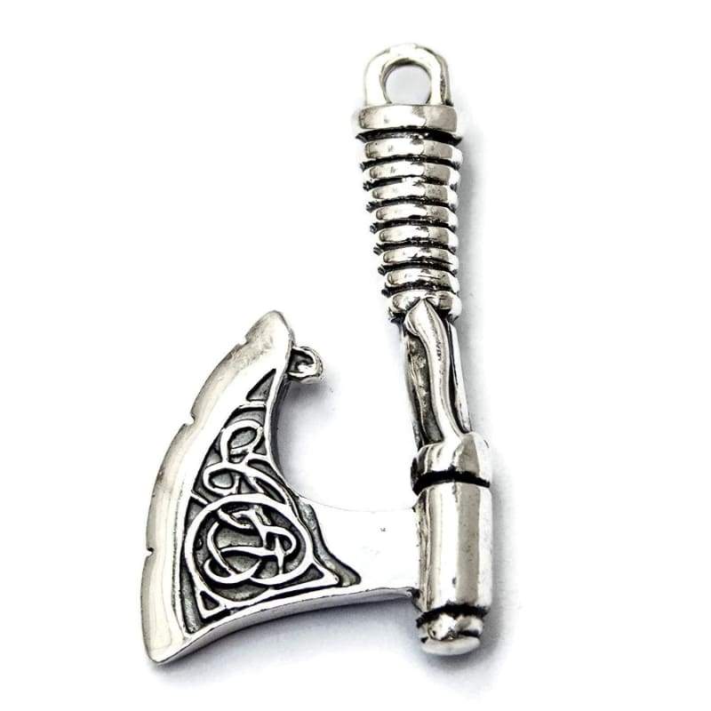 925 Sterling Silver Men's Nordic Axe Necklace for Men Norse Pendant with Celtic Knot Handmade Wiccan Viking Jewelry Perfect Father's Day Gift/Additional Option -Sterling Silver Chains