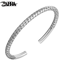 Load image into Gallery viewer, 925 Sterling Silver Retro Open Cuff Buddhism Stamp Bangle Tibetan Buddhist Bracelet Jewelry
