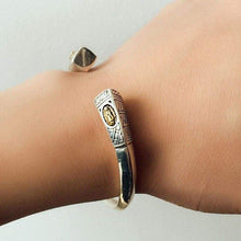 Load image into Gallery viewer, 925 Sterling Silver Thick 9mm Virgin Mary White Zircon Open Cuff Bangle Unisex Vintage Christian Jewelry Bracelet (Open the bracelet)

