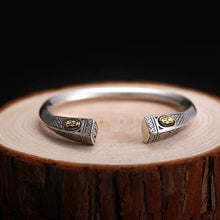 Load image into Gallery viewer, 925 Sterling Silver Thick 9mm Virgin Mary White Zircon Open Cuff Bangle Unisex Vintage Christian Jewelry Bracelet (Open the bracelet)
