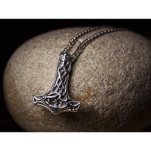Load image into Gallery viewer, 925 Sterling Silver Thors Hammer Necklace Mjolnir Pendant Men&#39;s Scandinavian Amulet Handmade Celtic Norse Jewelry for Men Perfect Father&#39;s Day Gift/Additional Option -Sterling Silver Chains

