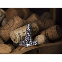 Load image into Gallery viewer, 925 Sterling Silver Thors Hammer Necklace Mjolnir Pendant Men&#39;s Scandinavian Amulet Handmade Celtic Norse Jewelry for Men Perfect Father&#39;s Day Gift/Additional Option -Sterling Silver Chains
