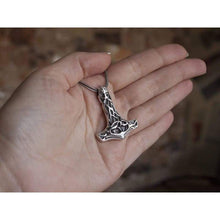 Load image into Gallery viewer, 925 Sterling Silver Thors Hammer Necklace Mjolnir Pendant Men&#39;s Scandinavian Amulet Handmade Celtic Norse Jewelry for Men Perfect Father&#39;s Day Gift/Additional Option -Sterling Silver Chains
