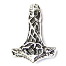 Load image into Gallery viewer, 925 Sterling Silver Thors Hammer Necklace Mjolnir Pendant Men&#39;s Scandinavian Amulet Handmade Celtic Norse Jewelry for Men Perfect Father&#39;s Day Gift/Additional Option -Sterling Silver Chains
