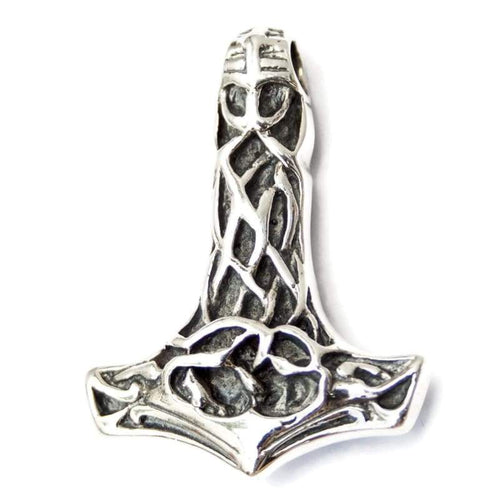 925 Sterling Silver Thors Hammer Necklace Mjolnir Pendant Men's Scandinavian Amulet Handmade Celtic Norse Jewelry for Men Perfect Father's Day Gift/Additional Option -Sterling Silver Chains