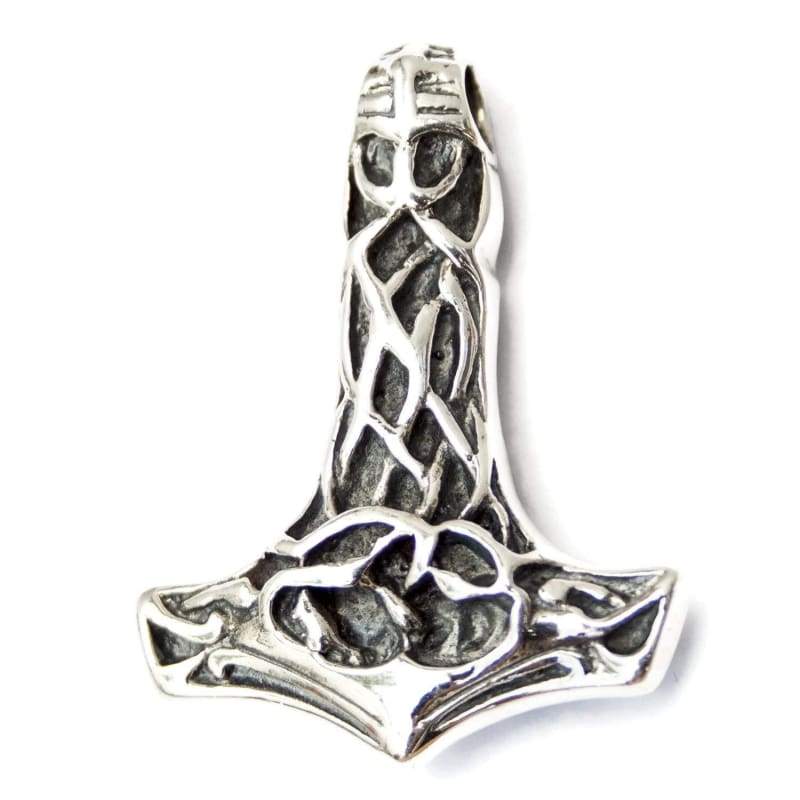 925 Sterling Silver Thors Hammer Necklace Mjolnir Pendant Men's Scandinavian Amulet Handmade Celtic Norse Jewelry for Men Perfect Father's Day Gift/Additional Option -Sterling Silver Chains