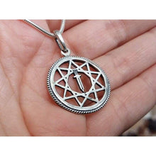 Load image into Gallery viewer, 925 Sterling Silver Viking Sword in Yngling Star Pendant Necklace for Men Ancient Mens Energy Protection Amulet Talisman Slavic Symbol Norse Nordic Jewelry/Handmade
