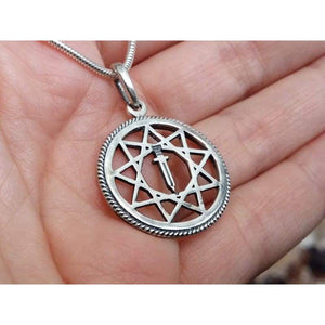 925 Sterling Silver Viking Sword in Yngling Star Pendant Necklace for Men Ancient Mens Energy Protection Amulet Talisman Slavic Symbol Norse Nordic Jewelry/Handmade