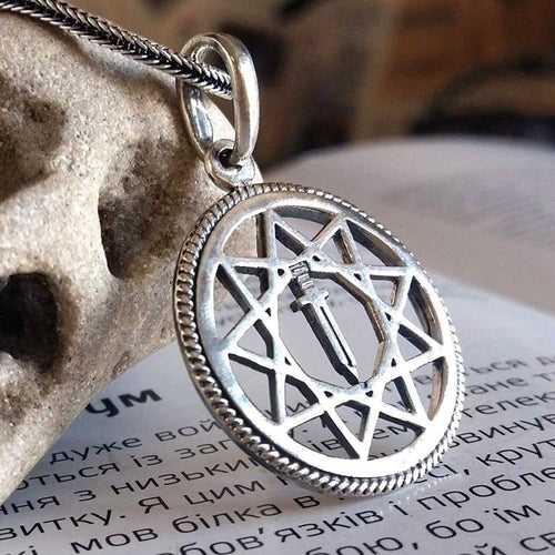 925 Sterling Silver Viking Sword in Yngling Star Pendant Necklace for Men Ancient Mens Energy Protection Amulet Talisman Slavic Symbol Norse Nordic Jewelry/Handmade