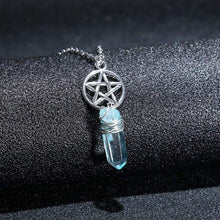 Load image into Gallery viewer, Aura Quartz Wicca Pendant Necklace Rough Stone Raw Stone Crystal with 70cm Chain
