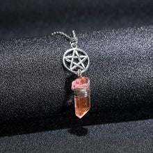 Load image into Gallery viewer, Aura Quartz Wicca Pendant Necklace Rough Stone Raw Stone Crystal with 70cm Chain
