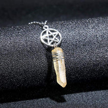 Load image into Gallery viewer, Aura Quartz Wicca Pendant Necklace Rough Stone Raw Stone Crystal with 70cm Chain
