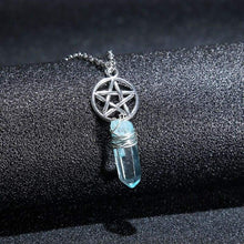 Load image into Gallery viewer, Aura Quartz Wicca Pendant Necklace Rough Stone Raw Stone Crystal with 70cm Chain
