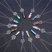 Load image into Gallery viewer, Aura Quartz Wicca Pendant Necklace Rough Stone Raw Stone Crystal with 70cm Chain
