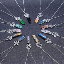 Load image into Gallery viewer, Aura Quartz Wicca Pendant Necklace Rough Stone Raw Stone Crystal with 70cm Chain
