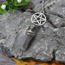 Load image into Gallery viewer, Aura Quartz Wicca Pendant Necklace Rough Stone Raw Stone Crystal with 70cm Chain
