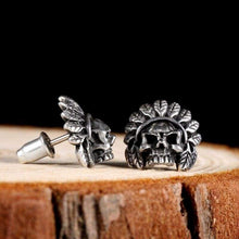 Load image into Gallery viewer, Authentic 925 Sterling Silver Skull Skeleton Earring Studs Set for Men + Women Small Earrings Retro Jewelry
