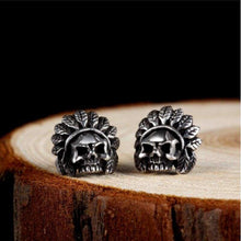 Load image into Gallery viewer, Authentic 925 Sterling Silver Skull Skeleton Earring Studs Set for Men + Women Small Earrings Retro Jewelry
