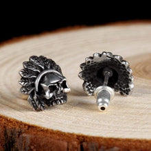Load image into Gallery viewer, Authentic 925 Sterling Silver Skull Skeleton Earring Studs Set for Men + Women Small Earrings Retro Jewelry
