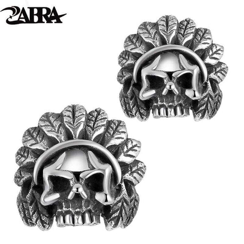 Authentic 925 Sterling Silver Skull Skeleton Earring Studs Set for Men + Women Small Earrings Retro Jewelry