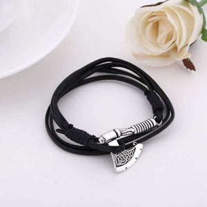 Axe Bracelet Viking Slavic Perun Axe Pendant Mens Multi-Layer Leather Wrap Bracelet - Pendant Necklace