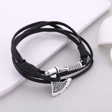 Load image into Gallery viewer, Axe Bracelet Viking Slavic Perun Axe Pendant Mens Multi-Layer Leather Wrap Bracelet - Pendant Necklace
