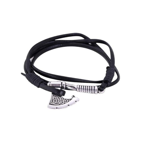Axe Bracelet Viking Slavic Perun Axe Pendant Mens Multi-Layer Leather Wrap Bracelet - Pendant Necklace