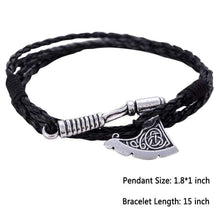 Load image into Gallery viewer, Axe Bracelet Viking Slavic Perun Axe Pendant Mens Multi-Layer Leather Wrap Bracelet (G-Axe Black) - Pendant Necklace
