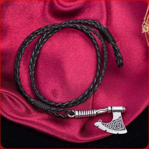Axe Bracelet Viking Slavic Perun Axe Pendant Mens Multi-Layer Leather Wrap Bracelet (G-Axe Black) - Pendant Necklace