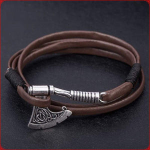 Axe Bracelet Viking Slavic Perun Axe Pendant Mens Multi-Layer Leather Wrap Bracelet (G-Axe Brown)... - Pendant Necklace