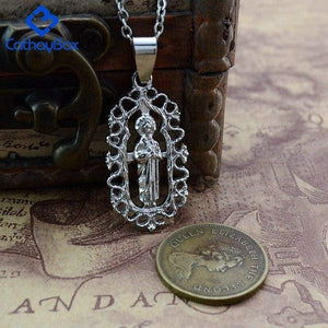 Baby Jesus Divine Child Pendant Necklace Women Silver Tone Stainless Steel Religious Jewelry - Pendant Necklace