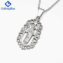 Load image into Gallery viewer, Baby Jesus Divine Child Pendant Necklace Women Silver Tone Stainless Steel Religious Jewelry - Pendant Necklace
