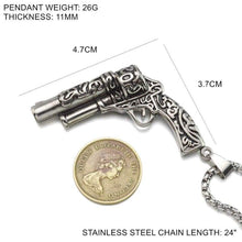 Load image into Gallery viewer, Black Enamel Silver Tone Stainless Steel Gun Pistol Pendant Necklace - Pendant Necklace
