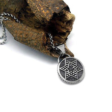 Load image into Gallery viewer, Black Enamel Silver Tone Stainless Steel Round Star of David Pendant Necklace 60CM SS Chain - Pendant Necklace
