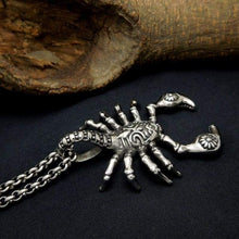 Load image into Gallery viewer, Black Enamel Silver Tone Stainless Steel Scorpian Biker Pendant Necklace 60CM SS Chain 02 - Pendant Necklace
