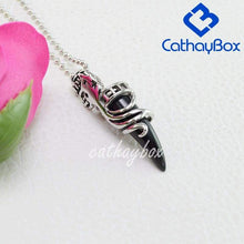 Load image into Gallery viewer, Black Enamel Stainless Steel Wolf Tooth Horn Charm Pendant Necklace with SSChain 60cm - Pendant Necklace
