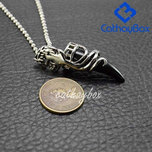 Load image into Gallery viewer, Black Enamel Stainless Steel Wolf Tooth Horn Charm Pendant Necklace with SSChain 60cm - Pendant Necklace
