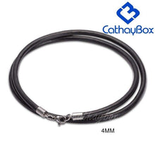 Load image into Gallery viewer, Black Genuine Leather Cord and Stainless Steel Rope Chain Necklace (Unisex) - Pendant Necklace
