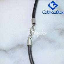 Load image into Gallery viewer, Black Genuine Leather Cord and Stainless Steel Rope Chain Necklace (Unisex) - Pendant Necklace

