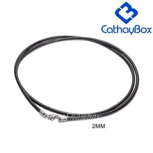 Load image into Gallery viewer, Black Genuine Leather Cord and Stainless Steel Rope Chain Necklace (Unisex) - Pendant Necklace
