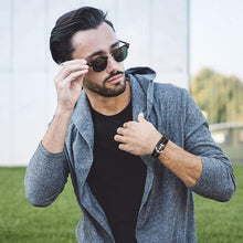 Load image into Gallery viewer, Black Leather Bracelet Magnetic-Clasp Cowhide Braided Multi-Layer Wrap Mens Bracelet with Stainless Steel Anchor Charm Fashion Wristband
